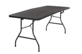 Cosco Deluxe 6 Foot x 30 inch Fold-in-Half Blow Molded Folding Table, Black Black