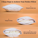 Coop Home Goods - Premium Adjustable Loft Pillow -Hypoallergenic Cross-Cut Memory Foam Fill - Lulltra Washable Cover from Bamboo Derived Rayon-Queen