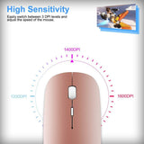 Bluetooth Wireless Mouse, Dual Mode Slim Rechargeable Wireless Mouse Silent Cordless Mouse with Bluetooth 4.0 and 2.4G Wireless, (Rose Gold)