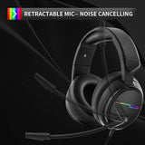 Jeecoo USB Pro Gaming Headset for PC- 7.1 Surround Sound Headphones with Noise Cancelling Mic- Memory Foam Ear Pads RGB Lights for Laptops