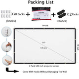 Mdbebbr 120 inch Projection Screen 16:9 HD Foldable Anti-crease Portable Projector Movies Screen