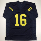 Autographed/Signed Denard Robinson Michigan Blue College Football Jersey