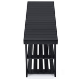 SONGMICS Black Shoe Rack Bench, 3-Tier Bamboo Shoe Organizer-black
