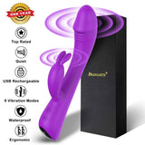 G Spot Rabbit Vibrator with Bunny Ears for Clitoris Stimulation, PALOQUETH Waterproof Dildo Vibrator Clit Stimulator with 9 Vibration Modes Quiet
