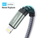 Lightning Cable, Nylon Braided USB Fast Charging Cord Compatible with iPhone X/Xs Max/XR / 8/8 Plus / 7/7 Plus iPad (Grey)