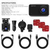 APEMAN 1440P&1080P Dual Dash Cam FHD Front and Rear Camera for Cars, Support 128GB max, Driving Recorder with IR Sensor Night Vision,Motion Detection