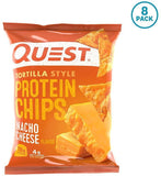 Quest Nutrition Tortilla Style Protein Chips, Nacho Cheese, Low Carb, Gluten Free, Baked, 8 Count