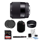 Sigma 30mm f/1.4 DC DN Contemporary Prime Lens for Sony E-Mount w/ 64GB Extreme PRO Bundle