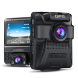 Uber Dual Lens Dash Cam Built-in GPS in Car Dashboard Camera Crosstour 1080P Front and 720P Inside with Parking Monitoring, Infrared Night Vision