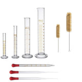 Thick Glass Graduated Measuring Cylinder Set 5ml 10ml 50ml 100ml Glass with Two Brushes