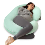 PharMeDoc Pregnancy Pillow with Jersey Cover, C Shaped Full Body Pillow - Mint Green
