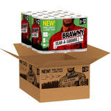 Brawny Tear-A-Square Paper Towels, 12 Rolls, 12 = 24 Regular Rolls, 3 Sheet Size Options, Quarter Size Sheets