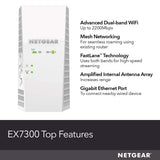 NETGEAR WiFi Mesh Range Extender EX7300 - Coverage up to 2000 sq.ft. and 35 devices