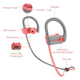 LETSCOM Bluetooth Headphones IPX7 Waterproof, Wireless Sport Earphones, HiFi Bass Stereo Sweatproof Earbuds w/Mic, Noise Cancelling Headset PinkGrey