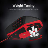 Redragon M901 Gaming Mouse, Wired MMO RGB LED Backlit Computer Mice, 24000 DPI, Perdition, with Weight Tuning Set & 18 Programmable Buttons (Black)