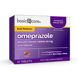 Basic Care Omeprazole Delayed Release Tablets 20 mg, Acid Reducer, 42 Count