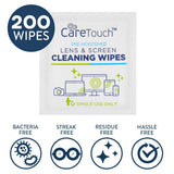 Care Touch Lens Cleaning Wipes, Pre Moistened Cleansing Cloths Great for Eyeglasses, Tablets, Camera Lenses, Screens