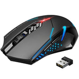 VicTsing Wireless Gaming Mouse with Unique Silent Click, Breathing Backlit, 2 Programmable Side Buttons, 2400 DPI, Ergonomic Grips- Black