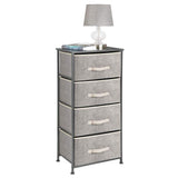 mDesign Vertical Dresser Storage Tower - Sturdy Steel Frame, Wood Top, Easy Pull Fabric Bins