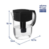 Brita Pitchers 060258355093 Brita Water Pitcher with 1 Longlast Filter, BPA Free-Everyday, Large 10 Cup, Black