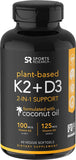 Vitamin K2 + D3 with Organic Coconut Oil for Better Absorption | 2-in-1 Support for Your Heart, Bones & Teeth | Vegan Certified
