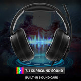 Jeecoo USB Pro Gaming Headset for PC- 7.1 Surround Sound Headphones with Noise Cancelling Mic- Memory Foam Ear Pads RGB Lights for Laptops