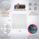 Gorilla Grip Original Patented Bath, Shower, and Tub Mat, 21x21, Machine Washable, Antibacterial, BPA, Latex, Phthalate Free, White