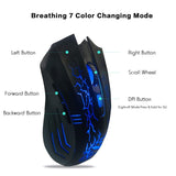 Havit Keyboard Rainbow Backlit Wired Gaming Keyboard Mouse Combo, LED 104 Keys USB Ergonomic Wrist Rest Keyboard, 3200DPI 6 Button Mouse  (Black)
