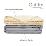 Quility Premium Kids Weighted Blanket & Removable Cover | 07 lbs | 41"x60" Single Size Bed | Premium Glass Beads | Cotton/Minky | Grey/Ivory