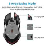 Wireless Gaming Mouse, Scettar Rechargeable Computer Gaming Mouse Unique Silent Click, 7 Breathing Led Light, 3 Adjustable DPI,Iron Plate
