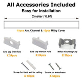 hunhun 10-Pack 6.6ft/ 2Meter U Shape LED Aluminum Channel System with Milky Cover, End Caps and Mounting Clips, Aluminum Profile