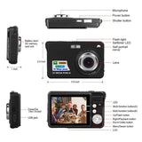 HD Mini Digital Cameras,Point and Shoot Digital Cameras for Kids Teenagers Beginners-Travel,Camping,Outdoors,School (Black 2)