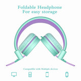 Elecder i37 Kids Headphones Children Girls Boys Teens Foldable Adjustable On Ear Headphones 3.5mm Jack Compatible iPad Cellphones  MP3/4 Purple/Green
