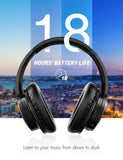 Mpow H7 Bluetooth Headphones Over Ear, 18 Hrs Comfortable Wireless Headphones w/Bag, Rechargeable HiFi Stereo Headset, CVC6.0 Headphones (Black)