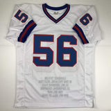 Autographed/Signed Lawrence Taylor New York White Stat Football Jersey JSA COA