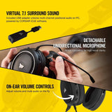 Corsair HS60 – 7.1 Virtual Surround Sound PC Gaming Headset w/USB DAC - Discord Certified Headphones – Compatible with Xbox One, PS4 – Carbon