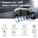 TOGUARD Backup Camera 7" Mirror Dash Cam Touch Screen 1080P Rearview Front and Rear Dual Lens with Waterproof Reversing Camera