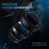 PeohZarr Gaming Headset Xbox one Headset PS4 Headset with 7.1 Surround Sound PC Headset with Mic & Light, Over Ear Headphones