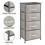 mDesign Vertical Dresser Storage Tower - Sturdy Steel Frame, Wood Top, Easy Pull Fabric Bins