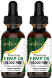 (2-Pack) Hemp Oil Extract for Pain & Stress Relief - 1000mg of Organic Hemp Extract - Grown & Made in USA - 100% Natural Hemp Drops