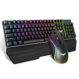 Havit Mechanical Keyboard and Mouse Combo RGB Gaming 104 Keys Blue Switches Wired USB Keyboards with Detachable Wrist Rest, Programmable Gaming Mouse