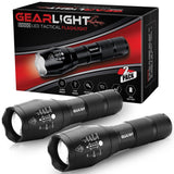 GearLight LED Tactical Flashlight S1000 [2 PACK] - High Lumen, Zoomable, 5 Modes, Water Resistant, Handheld Light - Best Camping, Outdoor, Emergency