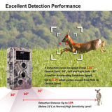 Meidase Trail Camera 16MP 1080P, Game Camera with No Glow Night Vision Up to 65ft, 0.2s Trigger Time Motion Activated, 2.4" Color Screen