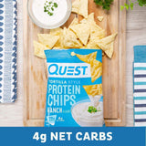 Quest Nutrition Tortilla Style Protein Chips, Ranch, Low Carb, Gluten Free, Baked, 8 Count