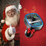 Vproof Bluetooth FM Transmitter, in-Car Wireless Radio Transmitter Adapter Music Player Car Kit W Blue Circle Ambient Light, 2 USB Ports, (Black)