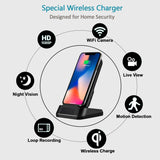 KAPOSEV Spy Camera WiFi Hidden Camera with Wireless Phone Charger, 1080P Security Cameras Hidden Nanny Cam with Motion Detection/Night Vision