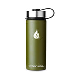 HYDRO CELL Stainless Steel Water Bottle w/Straw & Wide Mouth Lids (40oz 32oz 24oz 18oz) - Keeps Liquids Hot or Cold with Double Wall