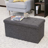 Foldable Tufted Storage Bench Ottoman Footrest Chest Coffee Table Trunk, 2-Pack, Charcoal Gray