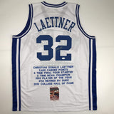 Autographed/Signed Christian Laettner Duke White Stat The Shot College Basketball Jersey