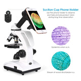 TELMU Microscope 40X-1000X Dual Cordless LED Illumination Lab Compound Monocular Microscopes with Optical Glass Lenses & 10 Sliders